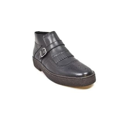 British Walkers Playboy Manhattan Wingtips Men's Black Leather High Tops Chukka Boots