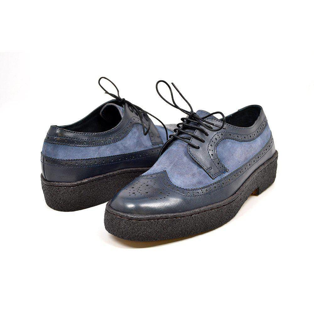 British Walkers Playboy Original Men’s Navy Blue Leather Wingtip Oxfords – Handcrafted Crepe Sole Classic with Timeless British Cool