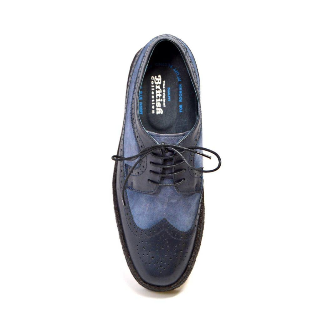 British Walkers Playboy Original Men’s Navy Blue Leather Wingtip Oxfords – Handcrafted Crepe Sole Classic with Timeless British Cool