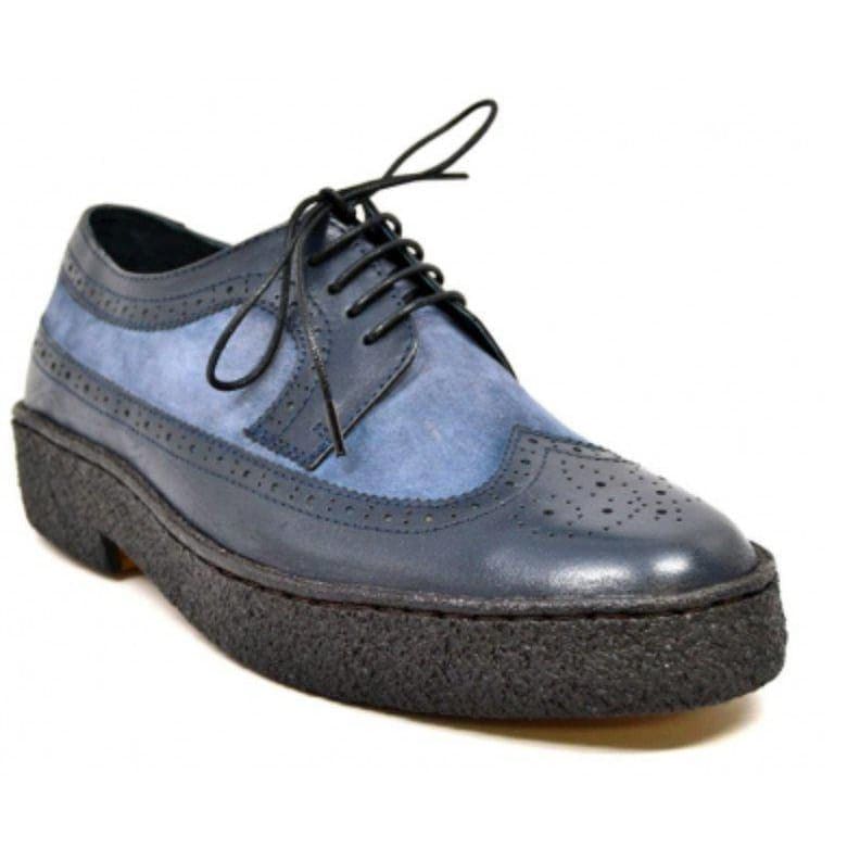 British Walkers Playboy Original Men’s Navy Blue Leather Wingtip Oxfords – Handcrafted Crepe Sole Classic with Timeless British Cool