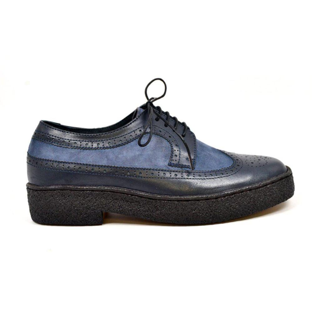 British Walkers Playboy Original Men’s Navy Blue Leather Wingtip Oxfords – Handcrafted Crepe Sole Classic with Timeless British Cool