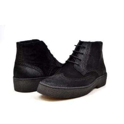 British Walkers Playboy Wingtip Men's Two Tone Black Leather and Suede Chukka Boots