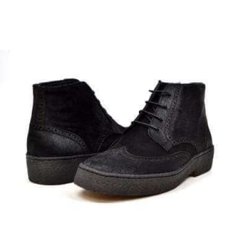 British Walkers Playboy Wingtip Men's Two Tone Black Leather and Suede Chukka Boots