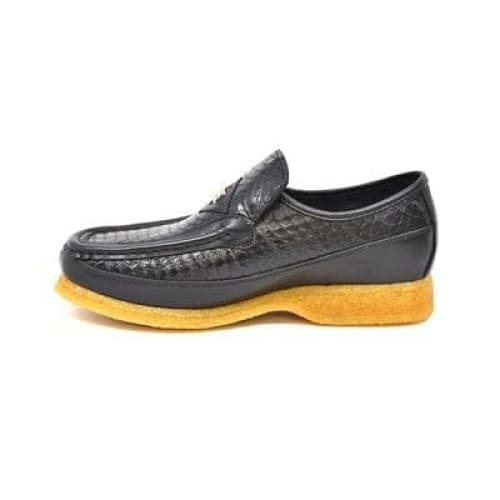 British Walkers Power Men's Black Skin Leather Crepe Sole Slip On Oxfords