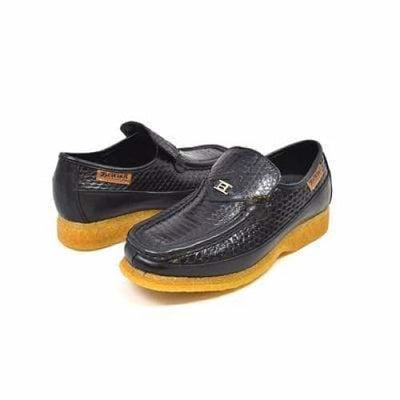 British Walkers Power Men's Black Skin Leather Crepe Sole Slip On Oxfords