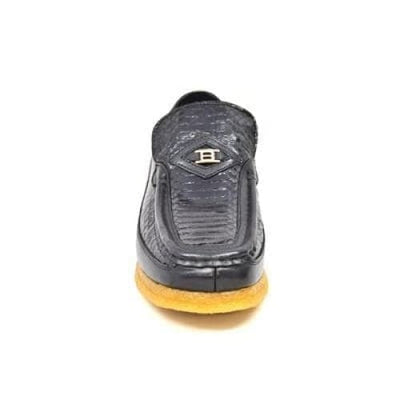 British Walkers Power Men's Black Skin Leather Crepe Sole Slip On Oxfords