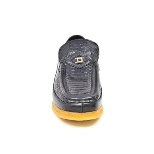 British Walkers Power Men's Black Skin Leather Crepe Sole Slip On Oxfords