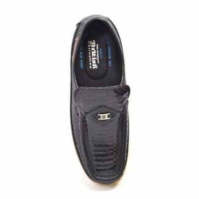 British Walkers Power Men's Black Skin Leather Crepe Sole Slip On Oxfords