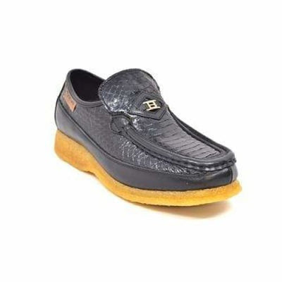 British Walkers Power Men's Black Skin Leather Crepe Sole Slip On Oxfords
