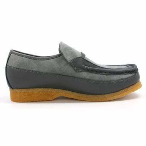 British Walkers Power Men's Grey Suede Old School Slip On Crepe Sole Shoes
