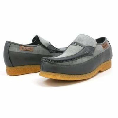 British Walkers Power Men's Grey Suede Old School Slip On Crepe Sole Shoes