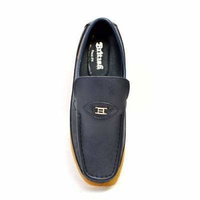 British Walkers Power Men's Navy Leather Crepe Sole Slip On Shoes