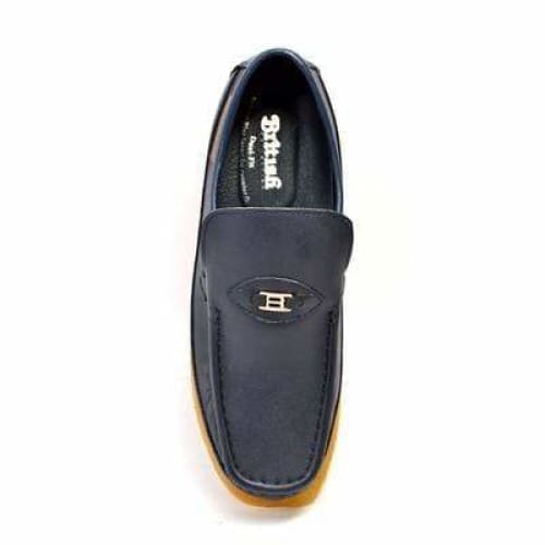 British Walkers Power Men's Navy Leather Crepe Sole Slip On Shoes