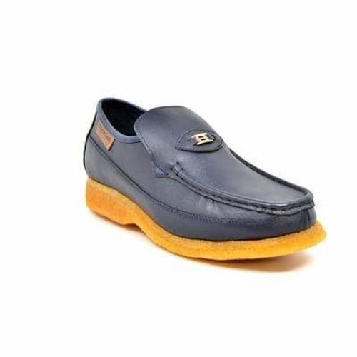 British Walkers Power Men's Navy Leather Crepe Sole Slip On Shoes