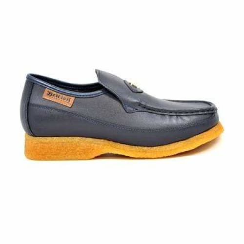 British Walkers Power Men's Navy Leather Crepe Sole Slip On Shoes