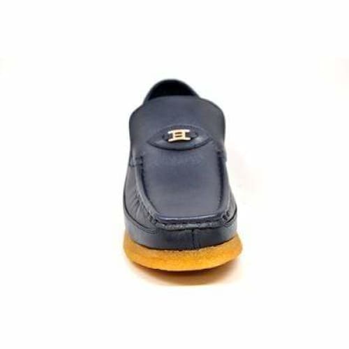 British Walkers Power Men's Navy Leather Crepe Sole Slip On Shoes