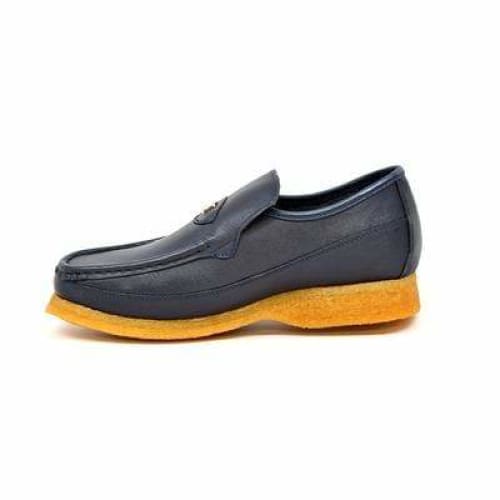 British Walkers Power Men's Navy Leather Crepe Sole Slip On Shoes