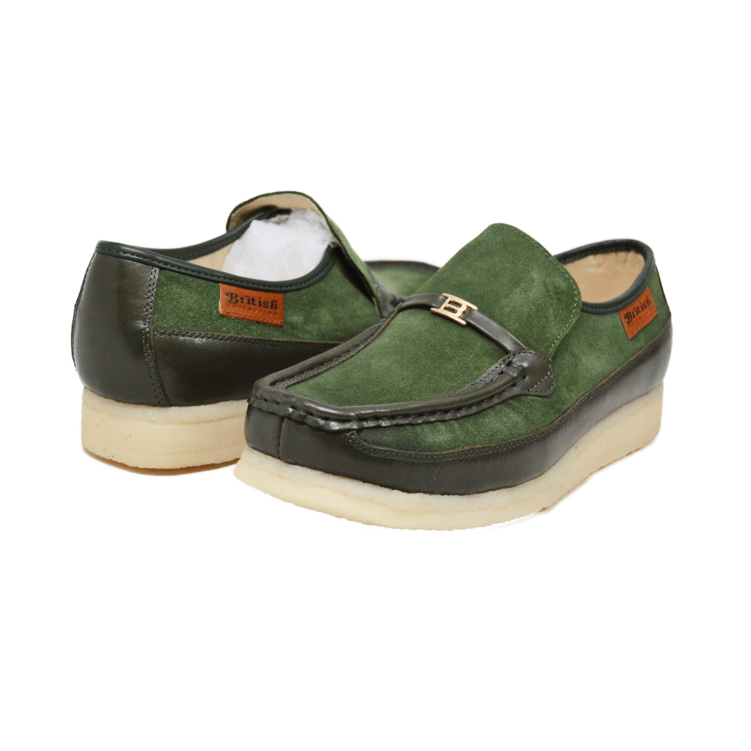 British Walkers Power Plus Leather and Suede Men’s Crepe Sole Slip On Shoes
