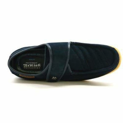 British Walkers Royal Old School Men's Navy Blue Leather and Suede Slip Ons