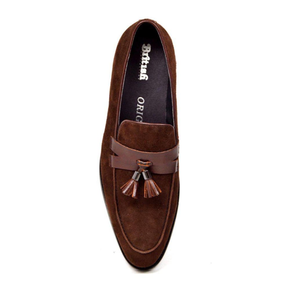 British Walkers Space Men's Elegant Suede Slip On Dress Shoes