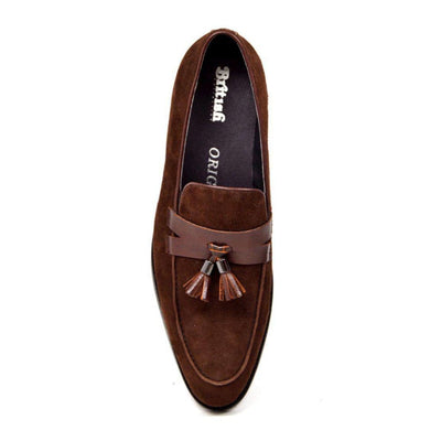 British Walkers Space Men's Elegant Suede Slip On Dress Shoes