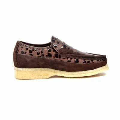 British Walkers Stone Men’s Brown Pattern Leather Crepe Sole SlipOn Shoes – Handcrafted Textured Leather with Classic Urban Comfort