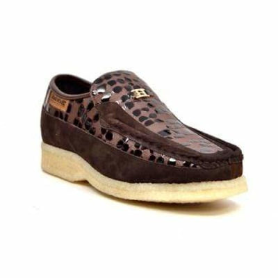 British Walkers Stone Men’s Brown Pattern Leather Crepe Sole SlipOn Shoes – Handcrafted Textured Leather with Classic Urban Comfort