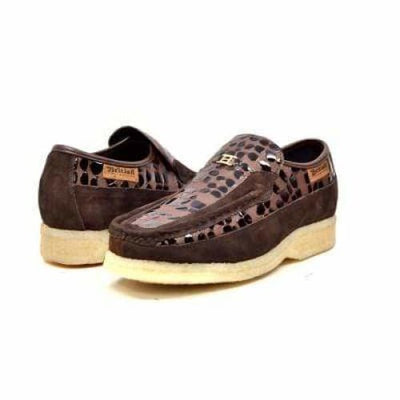 British Walkers Stone Men’s Brown Pattern Leather Crepe Sole SlipOn Shoes – Handcrafted Textured Leather with Classic Urban Comfort