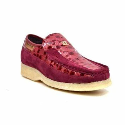 British Walkers Stone Men’s Wine Red Pattern Suede SlipOn Shoes – Handcrafted Textured Classic with Bold Vintage Flair