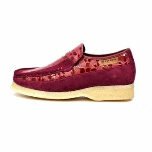 British Walkers Stone Men’s Wine Red Pattern Suede SlipOn Shoes – Handcrafted Textured Classic with Bold Vintage Flair