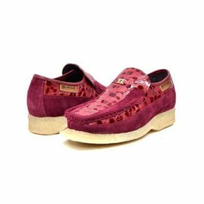 British Walkers Stone Men’s Wine Red Pattern Suede SlipOn Shoes – Handcrafted Textured Classic with Bold Vintage Flair