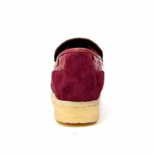 British Walkers Stone Men’s Wine Red Pattern Suede SlipOn Shoes – Handcrafted Textured Classic with Bold Vintage Flair