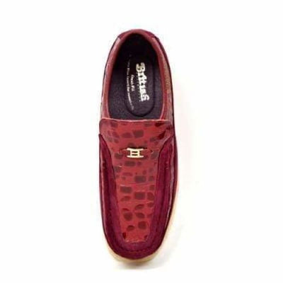 British Walkers Stone Men’s Wine Red Pattern Suede SlipOn Shoes – Handcrafted Textured Classic with Bold Vintage Flair