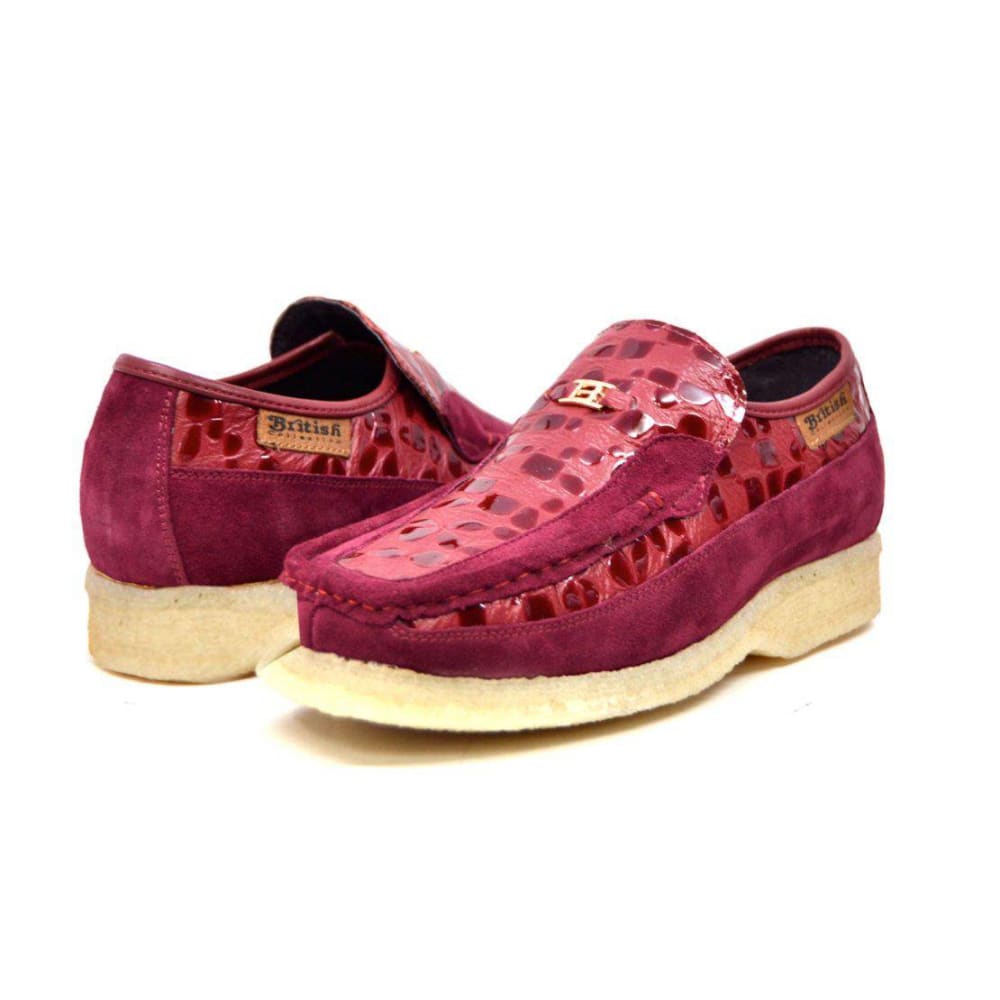 British Walkers Stone Pattern Men’s Suede Crepe Sole SlipOn Shoes – Handcrafted Textured Classic with Retro Urban Style