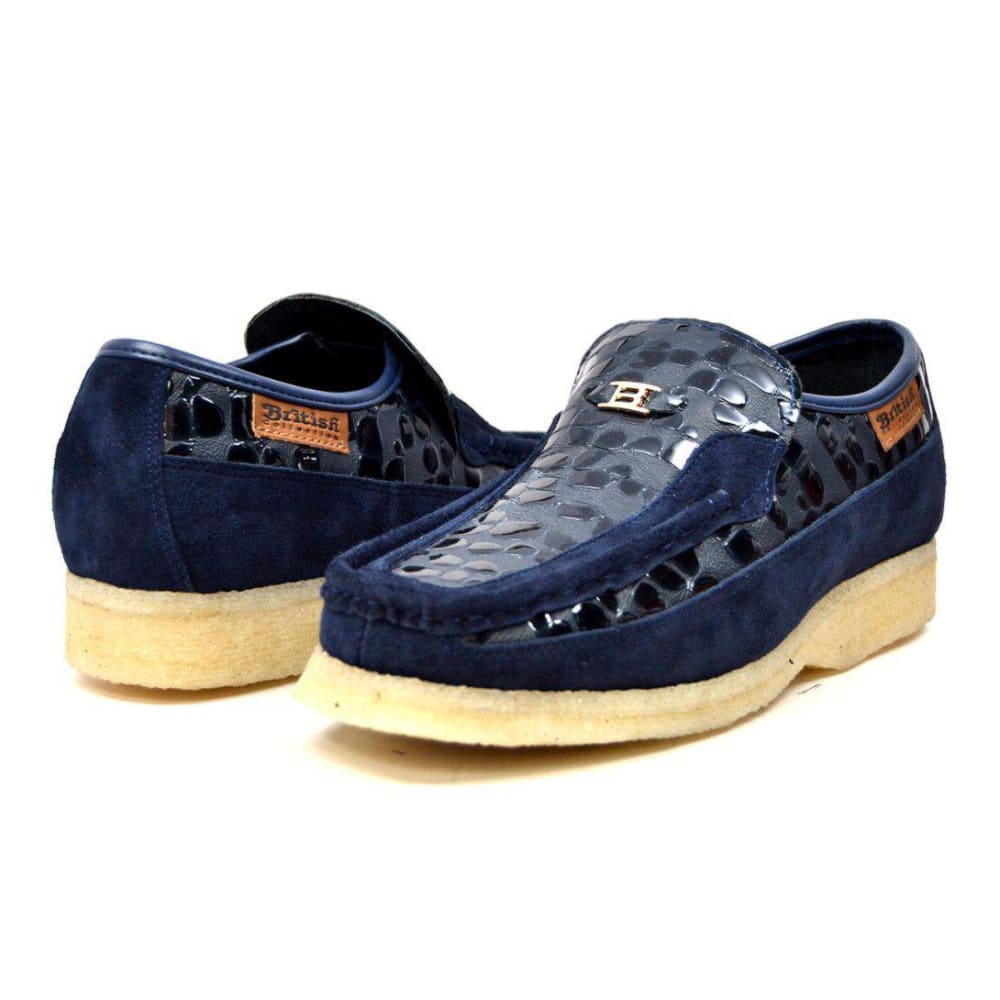 British Walkers Stone Pattern Men’s Suede Crepe Sole SlipOn Shoes – Handcrafted Textured Classic with Retro Urban Style