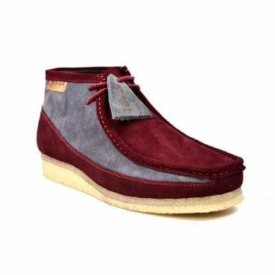 British Walkers Walker 100 Burgundy and Gray Suede Men’s Two Tone Chukka Boots