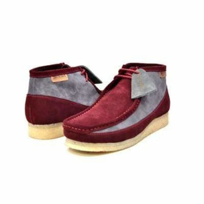British Walkers Walker 100 Burgundy and Gray Suede Men’s Two Tone Chukka Boots