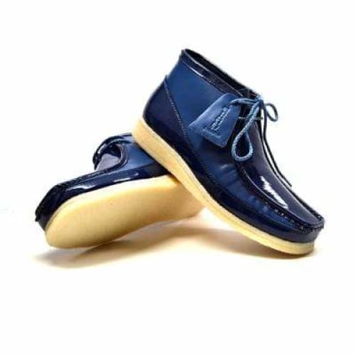 British Walkers Walker 100 – Navy Patent Leather Men’s Chukka Boot HighGloss Craft with Distinctive British Style