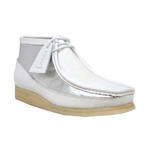 British Walkers Walker 100 – White & Silver Leather Men’s Chukka Boot Clean TwoTone Craft with Refined Urban Style