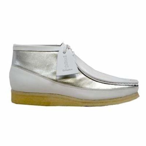 British Walkers Walker 100 – White & Silver Leather Men’s Chukka Boot Clean TwoTone Craft with Refined Urban Style