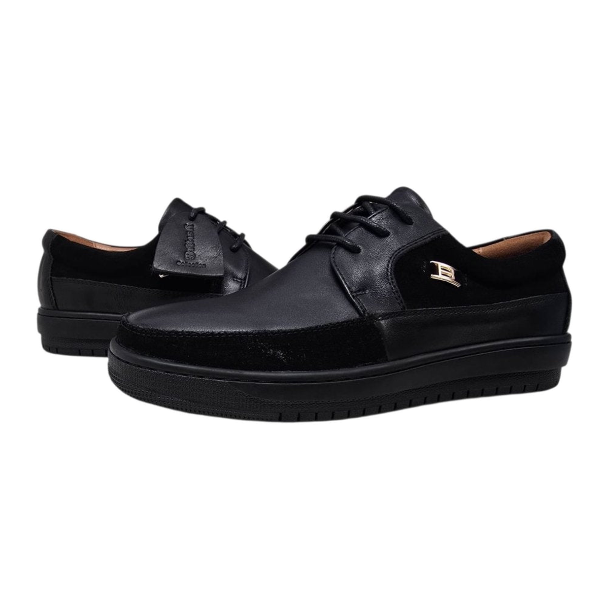 British Walkers Westminster 2 men's black leather and suede sneakers, three-quarter pair view