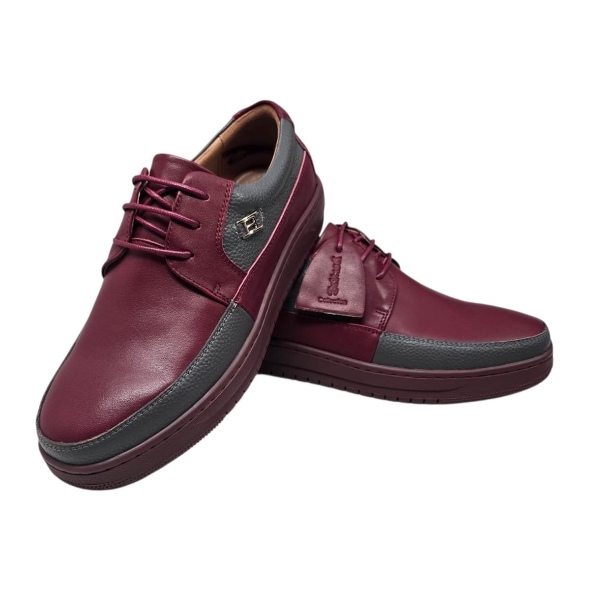 British Walkers Westminster 2 men's burgundy and gray sneakers, angled pair view