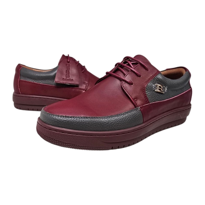 British Walkers Westminster 2 men's burgundy and gray sneakers, three-quarter pair view