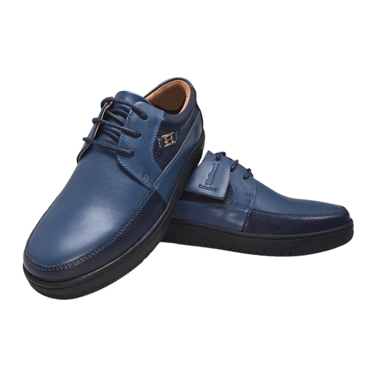 British Walkers Westminster 2 men's navy leather sneakers, angled pair view