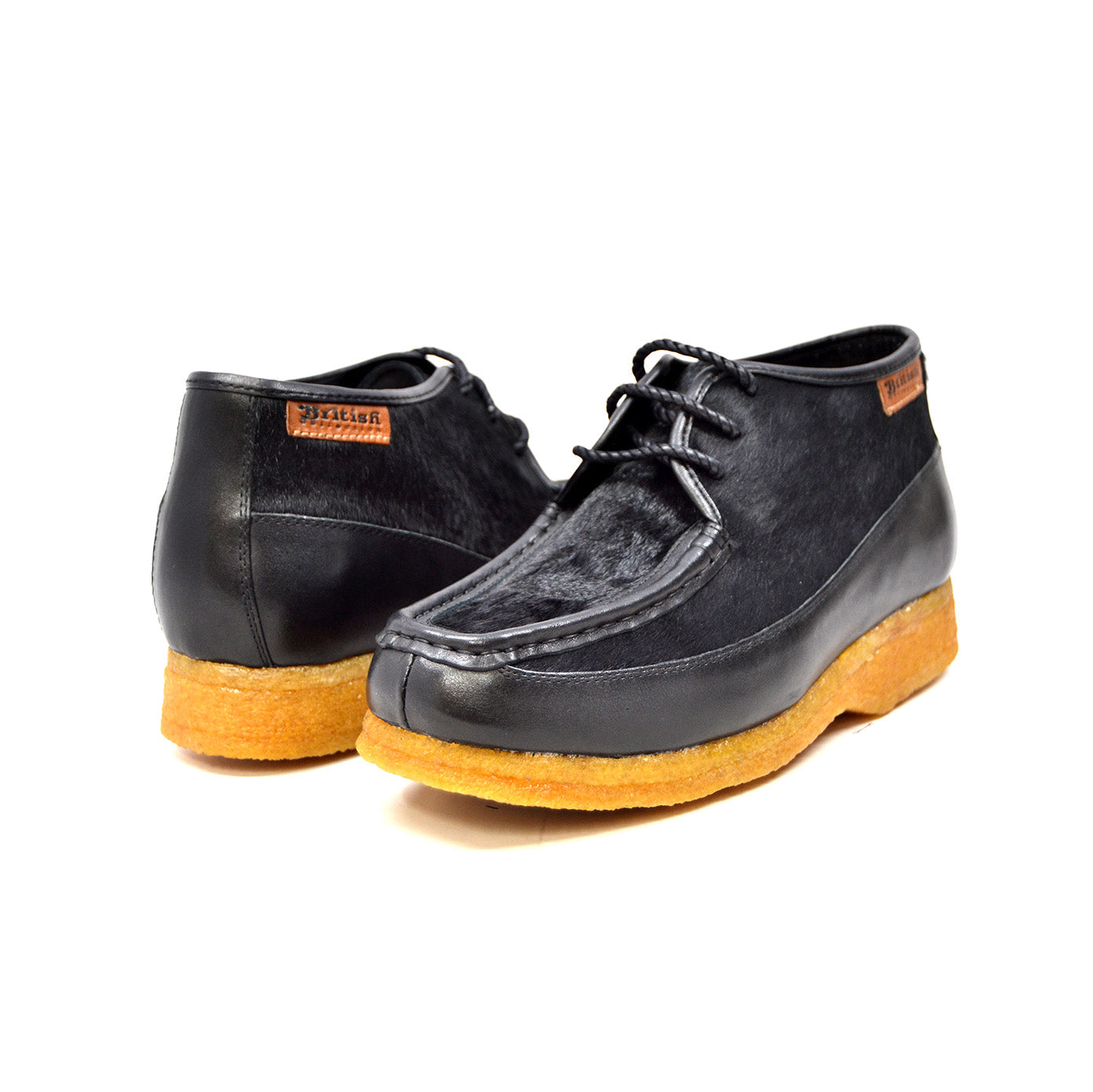 British Walkers Knicks Men's Limited Edition Black Leather and Pony Skin Sneakers view 1