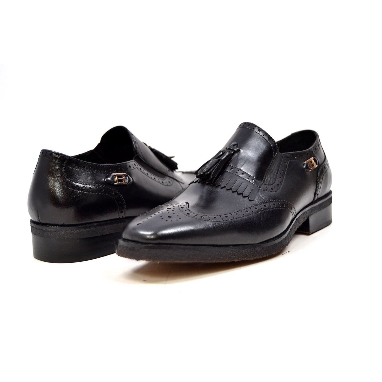 British Walkers Rick Men's Versatile Black Leather Slip On Dress Shoes view 1