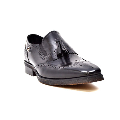 British Walkers Rick Men's Versatile Black Leather Slip On Dress Shoes view 2