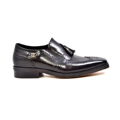 British Walkers Rick Men's Versatile Black Leather Slip On Dress Shoes view 7