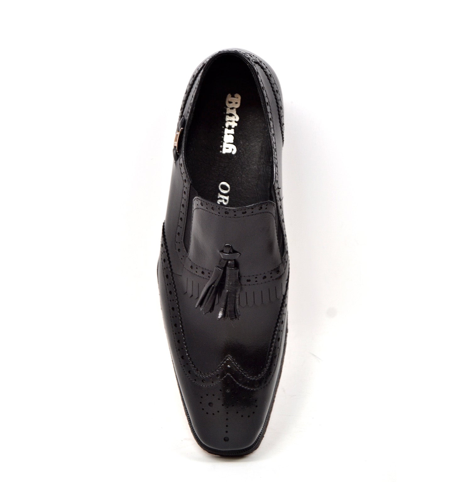 British Walkers Rick Men's Versatile Black Leather Slip On Dress Shoes view 8
