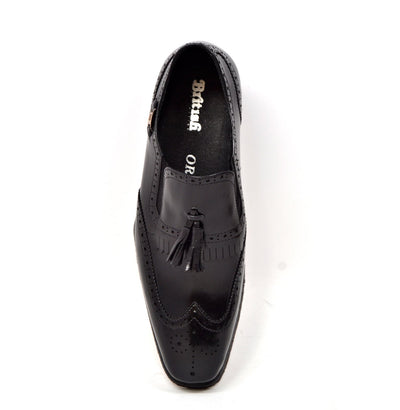 British Walkers Rick Men's Versatile Black Leather Slip On Dress Shoes view 8